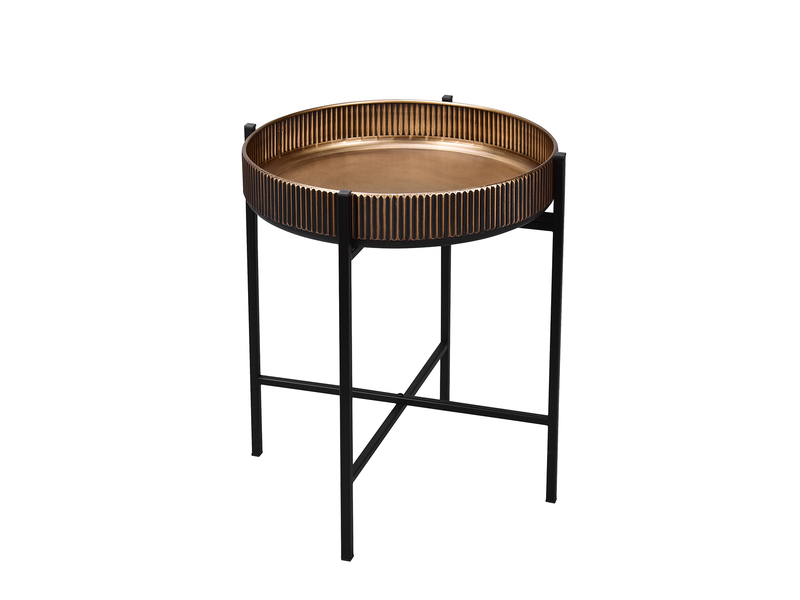 Beistelltisch JANINE rund Metall in Gold - Schwarz Höhe 50cm Ø 42cm