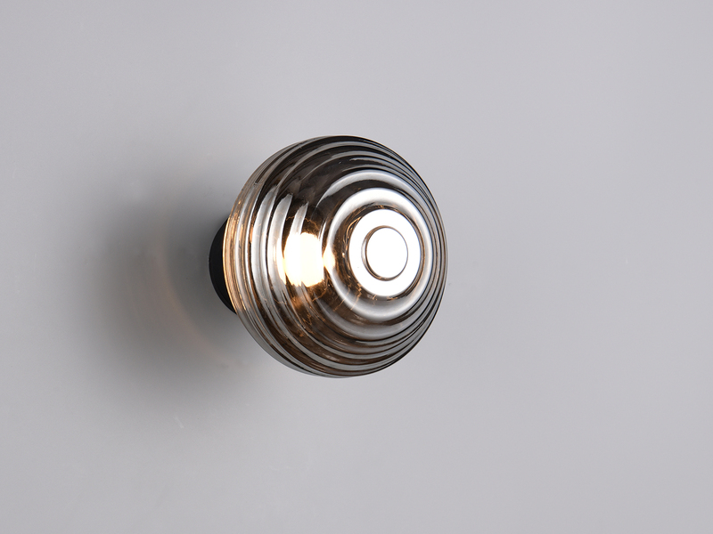 Akku Wandleuchte EARL mit Rauchglas Lampenschirm, dimmbar Ø 15,5cm