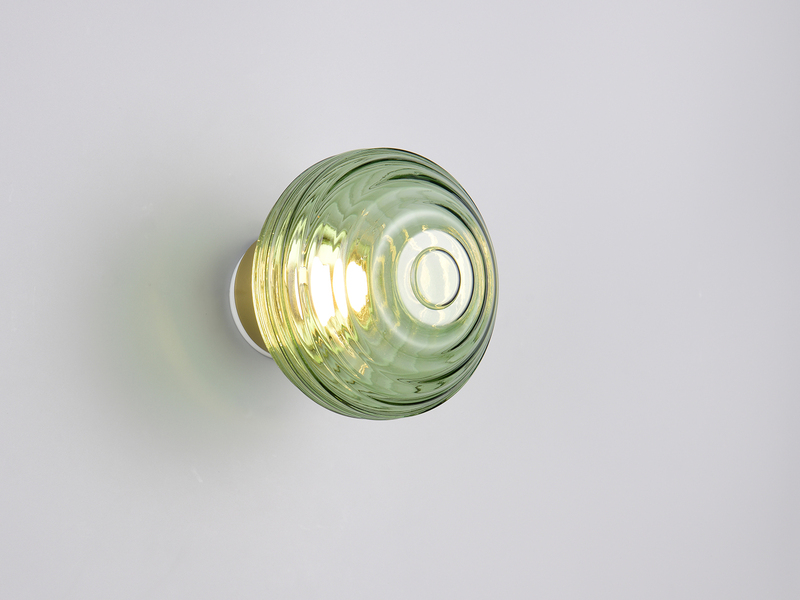 Akku Wandleuchte EARL mit Glasschirm Grün, dimmbar Ø 15,5cm