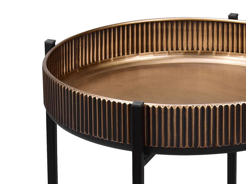 Beistelltisch JANINE rund Metall in Gold - Schwarz Höhe 60cm Ø 48cm