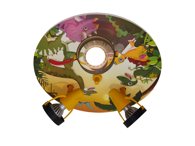 Kinderzimmer LED Deckenstrahler 3-flammig mit Dino Motiv, Ø 35cm