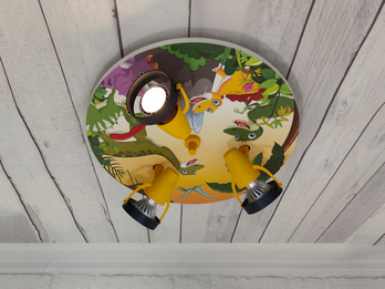 Kinderzimmer LED Deckenstrahler 3-flammig mit Dino Motiv, Ø 35cm