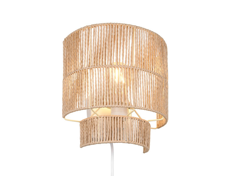 Wandleuchte SATNA aus Papiergarn mit Stecker und Schalter, Höhe 24cm