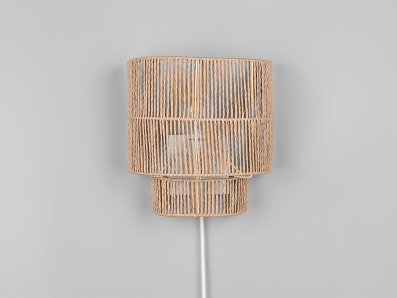 Wandleuchte SATNA aus Papiergarn mit Stecker und Schalter, Höhe 24cm