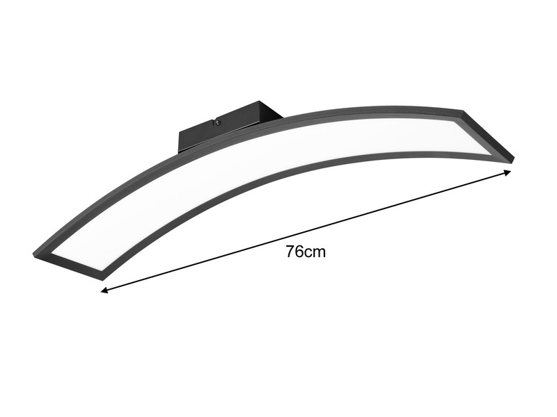 LED Deckenleuchte SIGMA lang & schmal in Schwarz, gebogen, Länge 76cm