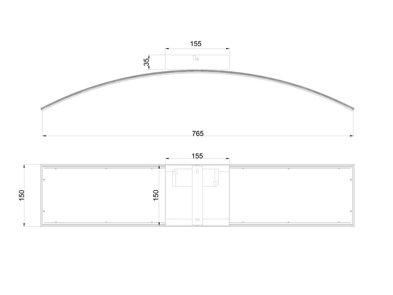 LED Deckenleuchte SIGMA lang & schmal in Weiß, gebogen, Länge 76cm