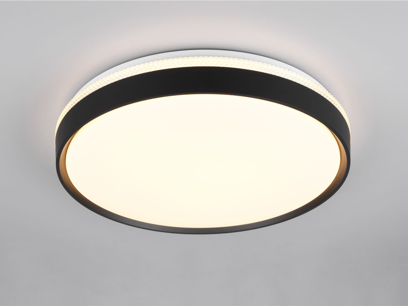 LED Deckenleuchte SPACY Schwarz mit Fernbedienung & Tageslicht, Ø 47cm