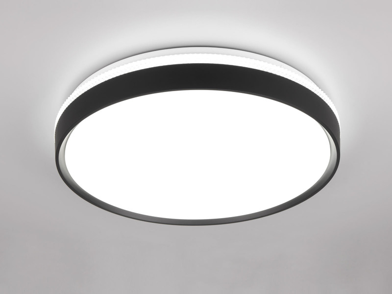 LED Deckenleuchte SPACY Schwarz mit Fernbedienung & Tageslicht, Ø 47cm