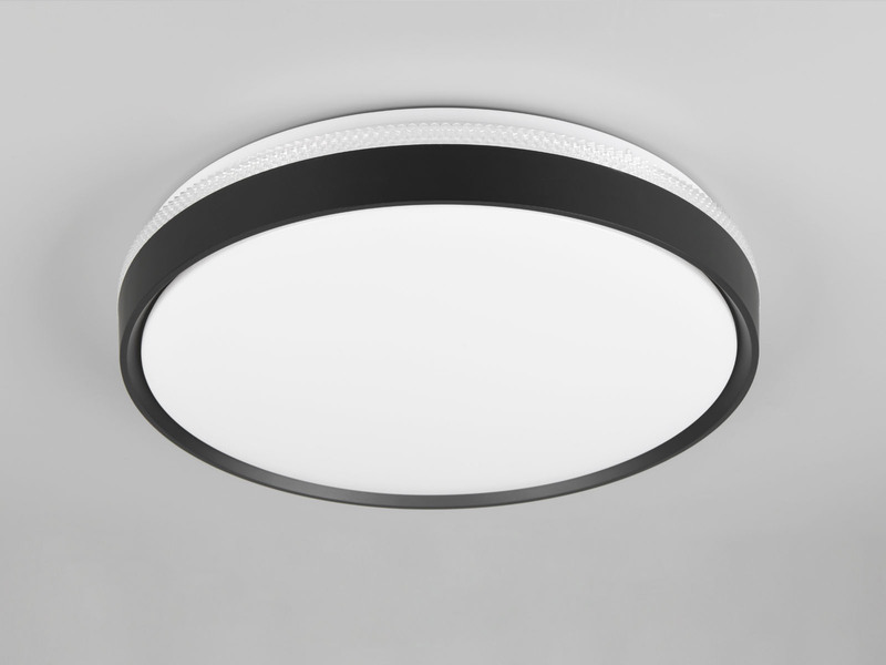 LED Deckenleuchte SPACY Schwarz mit Fernbedienung & Tageslicht, Ø 47cm