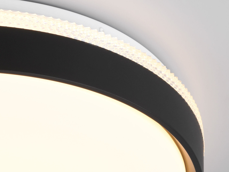 LED Deckenleuchte SPACY Schwarz mit Fernbedienung & Tageslicht, Ø 47cm