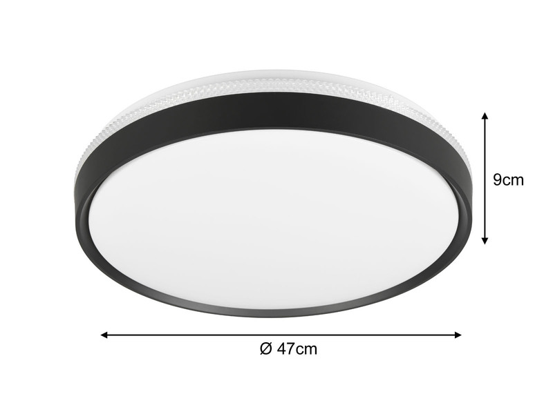LED Deckenleuchte SPACY Schwarz mit Fernbedienung & Tageslicht, Ø 47cm