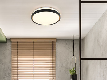 LED Deckenleuchte SPACY Schwarz mit Fernbedienung & Tageslicht, Ø 47cm