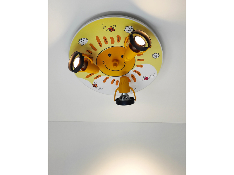 Coole Deckenlampe mit Sonnen Motiv für Kinderzimmer 3 flammig schwenkbar Ø 35cm