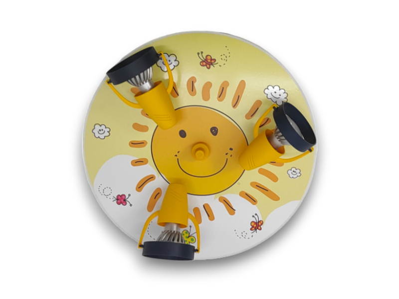 Coole Deckenlampe mit Sonnen Motiv für Kinderzimmer 3 flammig schwenkbar Ø 35cm