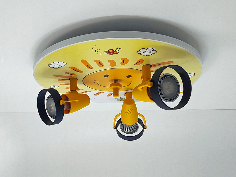 Coole Deckenlampe mit Sonnen Motiv für Kinderzimmer 3 flammig schwenkbar Ø 35cm