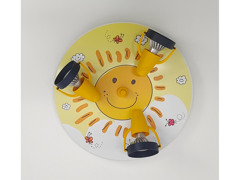 Coole Deckenlampe mit Sonnen Motiv für Kinderzimmer 3 flammig schwenkbar Ø 35cm