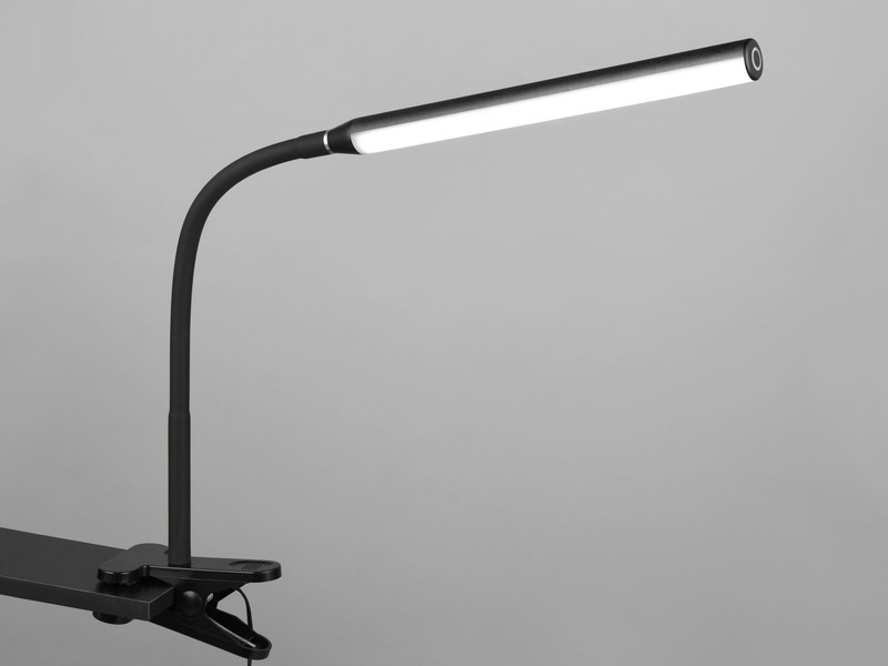 LED Klemmleuchte NEVADA Schwarz dimmbar & 3 Lichtfarben, Höhe 38-69cm
