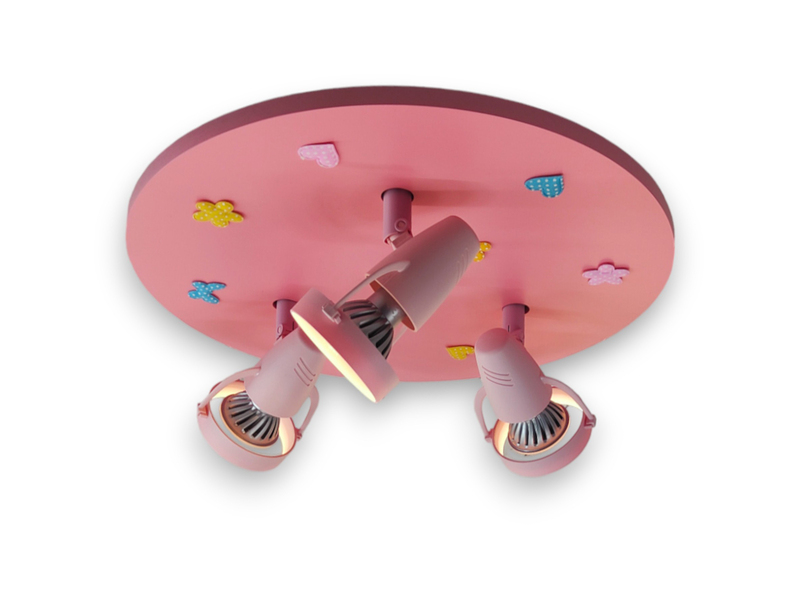 Coole Deckenlampe Natur Motive für Kinderzimmer 3 flammig schwenkbar Rosa Ø 35cm