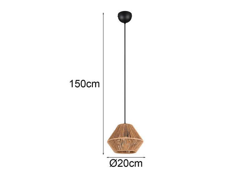 Kleine Pendelleuchte LUCILLE mit Lampenschirm aus Papiergarn, Ø 20cm