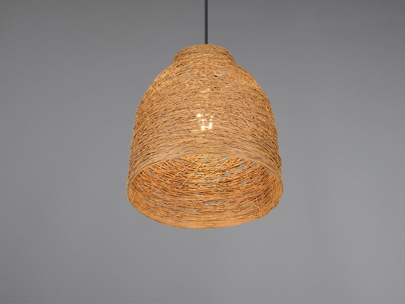 LED Pendelleuchte mit Lampenschirm aus geflochtenem Papiergarn, Ø 25cm