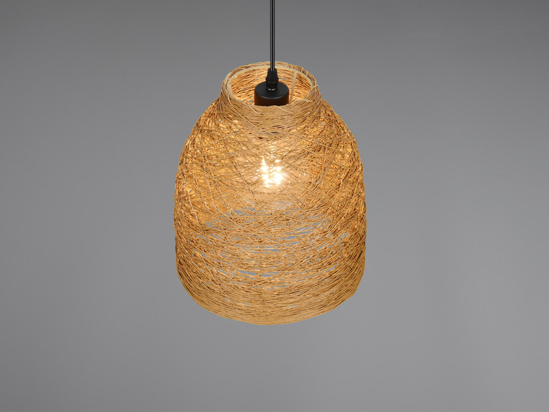 LED Pendelleuchte mit Lampenschirm aus geflochtenem Papiergarn, Ø 25cm