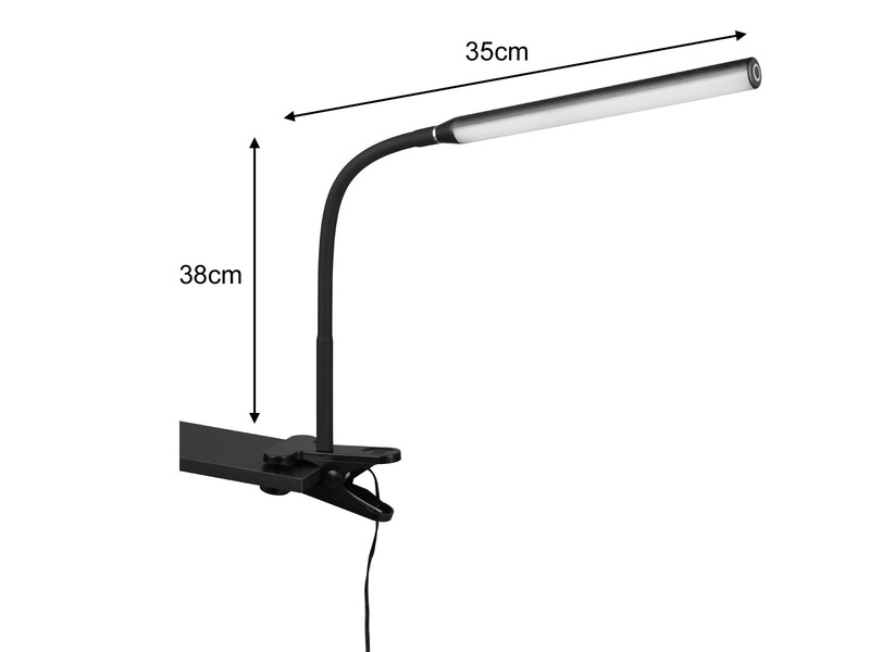 2er SET LED Klemmlampen Schwarz dimmbar & 3 Lichtfarben, Höhe 38-69cm