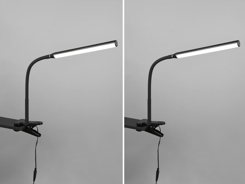 2er SET LED Klemmlampen Schwarz dimmbar & 3 Lichtfarben, Höhe 38-69cm