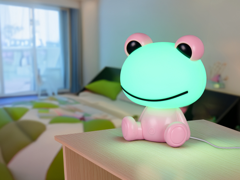 Ausgefallene USB Tischlampe HOPPER mit RGB Farbwechsel, Rosa Höhe 24cm