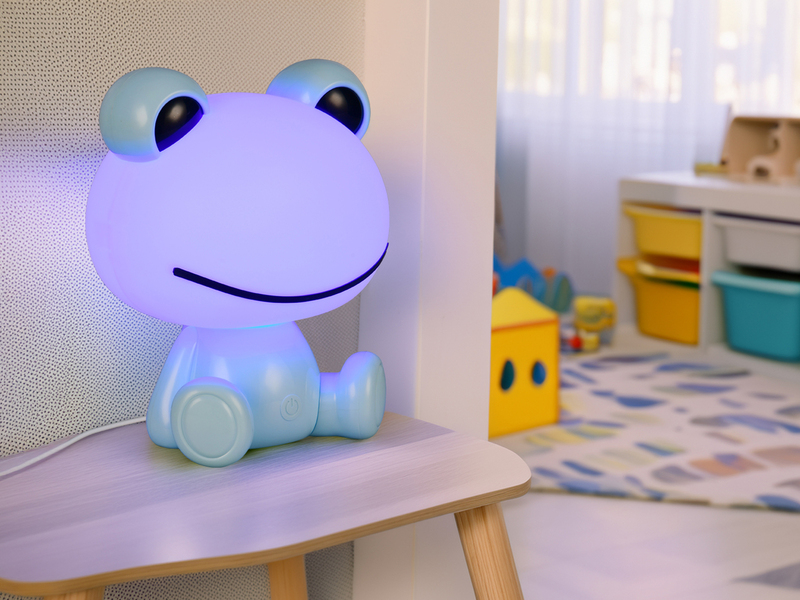 Ausgefallene USB Tischlampe HOPPER mit RGB Farbwechsel, Blau Höhe 24cm