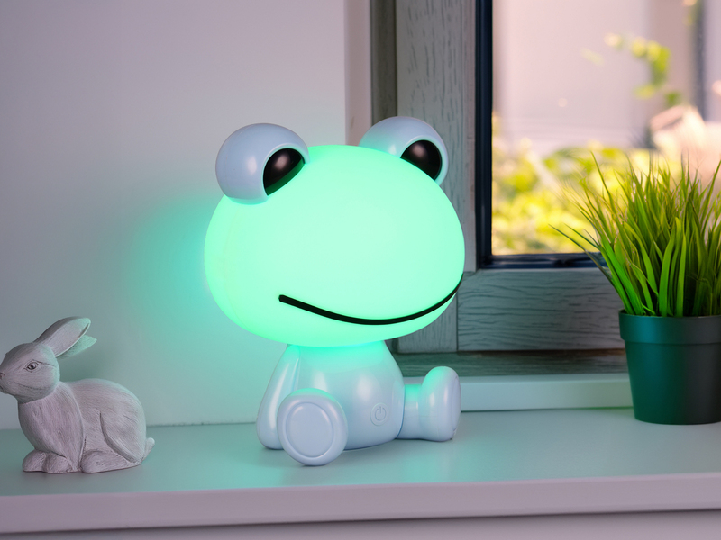 Ausgefallene USB Tischlampe HOPPER mit RGB Farbwechsel, Blau Höhe 24cm