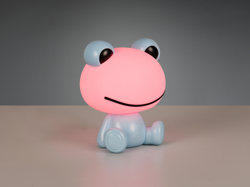 Ausgefallene USB Tischlampe Frosch mit RGB Farbwechsel, Blau Höhe 24cm