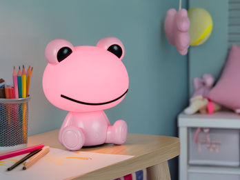 Ausgefallene USB Tischlampe Frosch mit RGB Farbwechsel, Rosa Höhe 24cm