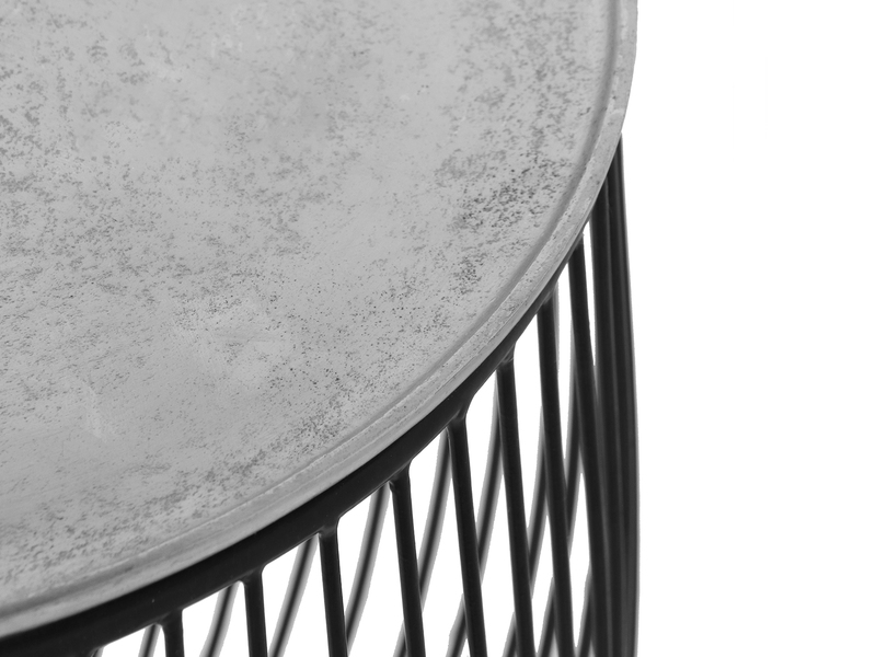 Beistelltisch RINA Korbtisch Metall Schwarz und Tischplatte Silber, Höhe 42cm