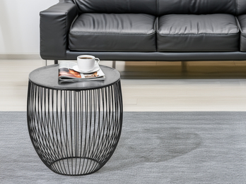 Beistelltisch RINA Korbtisch Metall Schwarz und Tischplatte Silber, Höhe 42cm