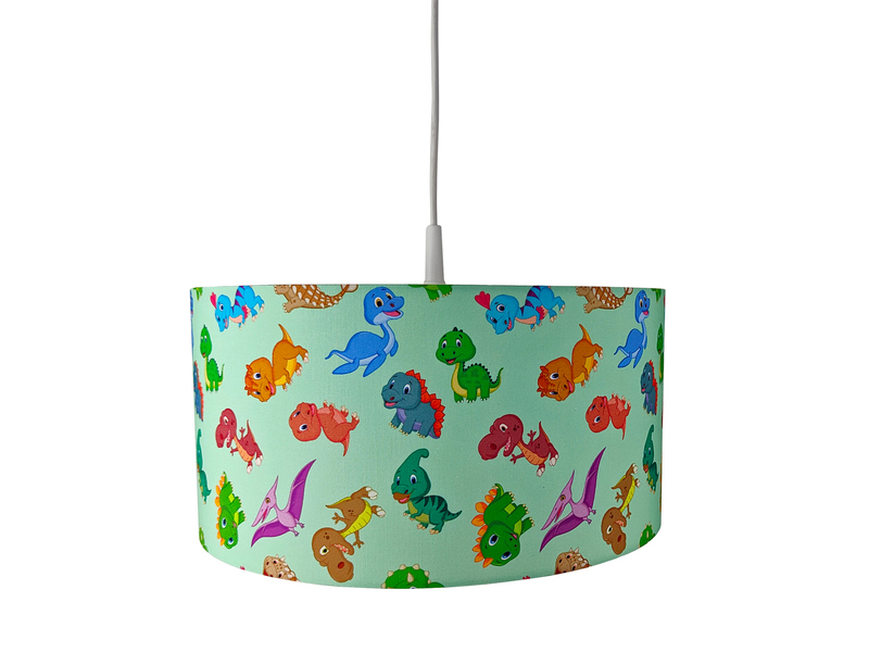 Coole Dino LED Hängelampe für Kinderzimmer mit Stoffschirm, bunt Ø 35cm