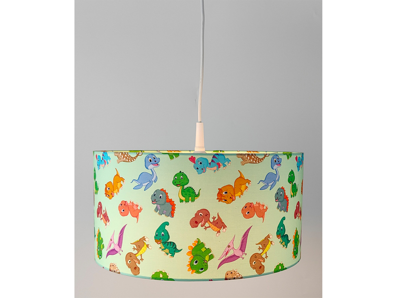 Coole Dino LED Hängelampe für Kinderzimmer mit Stoffschirm, bunt Ø 35cm