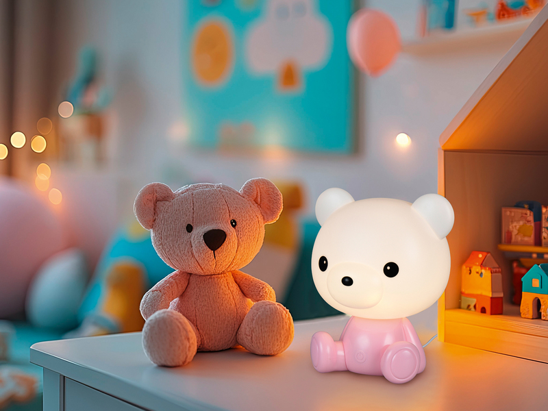 Ausgefallene USB Tischlampe CUTIE mit RGB Farbwechsel, Rosa Höhe 25cm