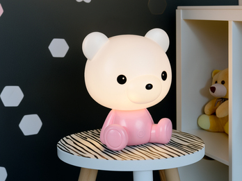 Ausgefallene USB Tischlampe CUTIE mit RGB Farbwechsel, Rosa Höhe 25cm