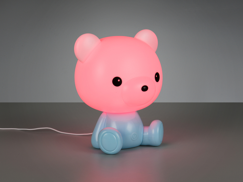 Ausgefallene USB Tischlampe CUTIE mit RGB Farbwechsel, Blau Höhe 25cm
