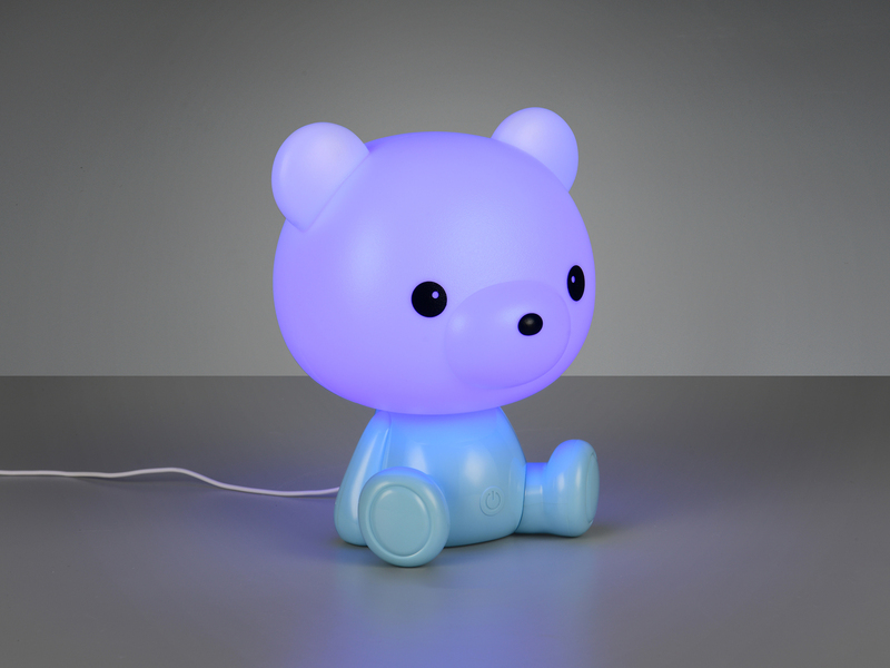 Ausgefallene USB Tischlampe CUTIE mit RGB Farbwechsel, Blau Höhe 25cm