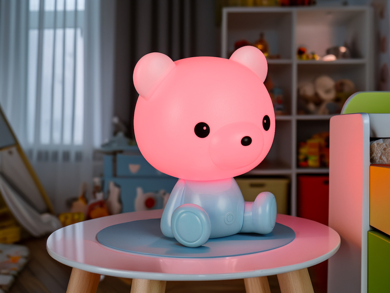 Ausgefallene USB Tischlampe CUTIE mit RGB Farbwechsel, Blau Höhe 25cm