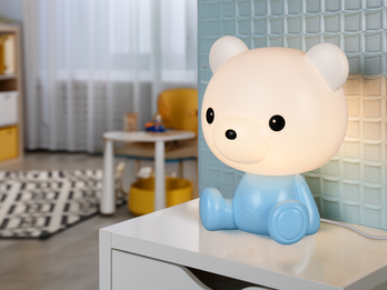 Ausgefallene USB Tischlampe CUTIE mit RGB Farbwechsel, Blau Höhe 25cm