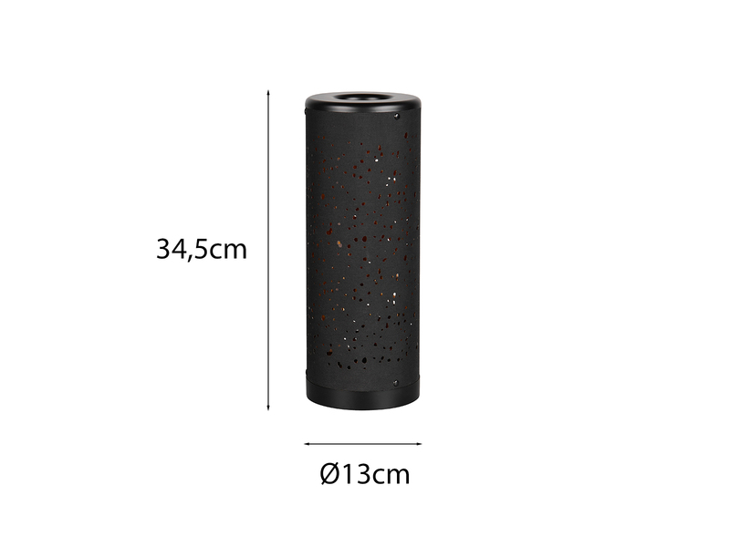 2er Set LED Tischleuchten mit Starlight Effekt, Stoff Schwarz Gold, Höhe 34cm