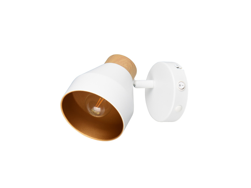 LED Wandstrahler mit Schalter, Metall Weiß / innen Gold, Breite 11cm