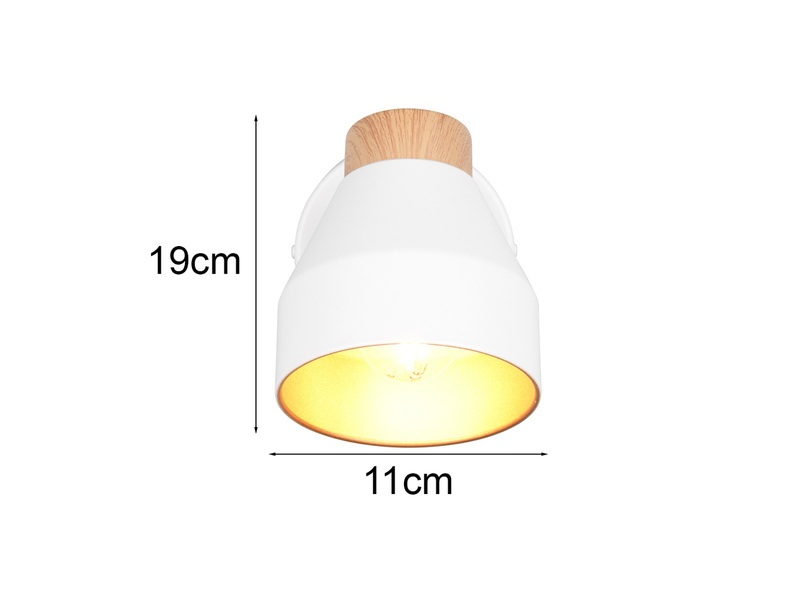 LED Wandstrahler mit Schalter, Metall Weiß / innen Gold, Breite 11cm
