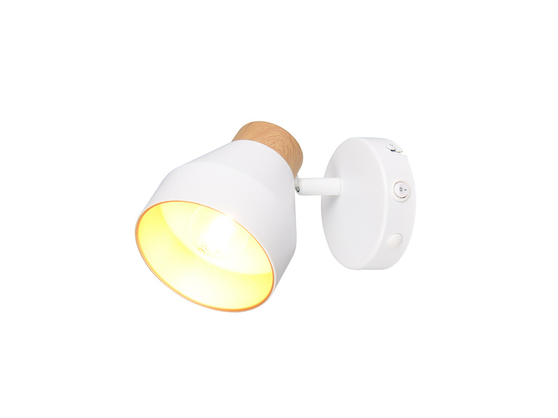 LED Wandstrahler mit Schalter, Metall Weiß / innen Gold, Breite 11cm
