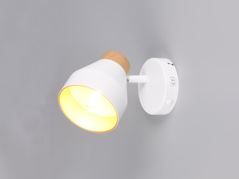LED Wandstrahler mit Schalter, Metall Weiß / innen Gold, Breite 11cm