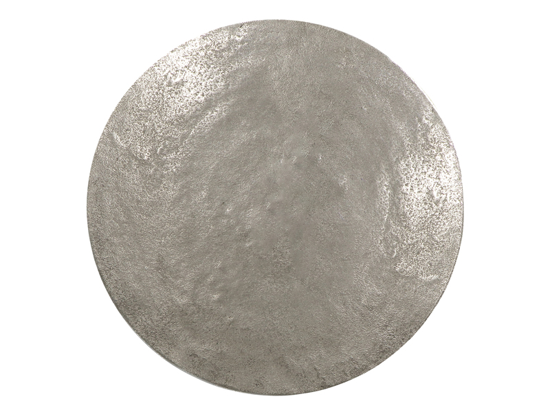 Couchtisch 2er Set rund aus Metall in Silber, Höhe 61cm