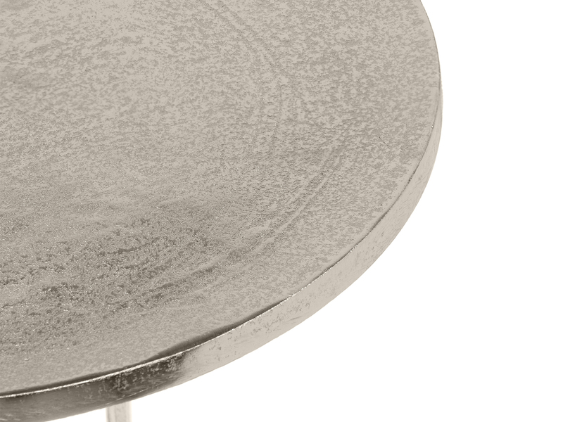 Couchtisch 2er Set rund aus Metall in Silber, Höhe 61cm