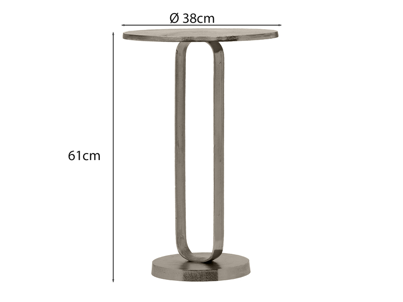 Couchtisch 2er Set rund aus Metall in Silber, Höhe 61cm